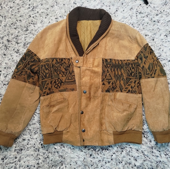 Vintage Navajo Bomber Jacke Genuine Suede - Picture 1 of 11
